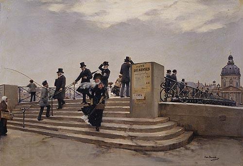 Jean Beraud A Windy Day on the Pont des Arts
